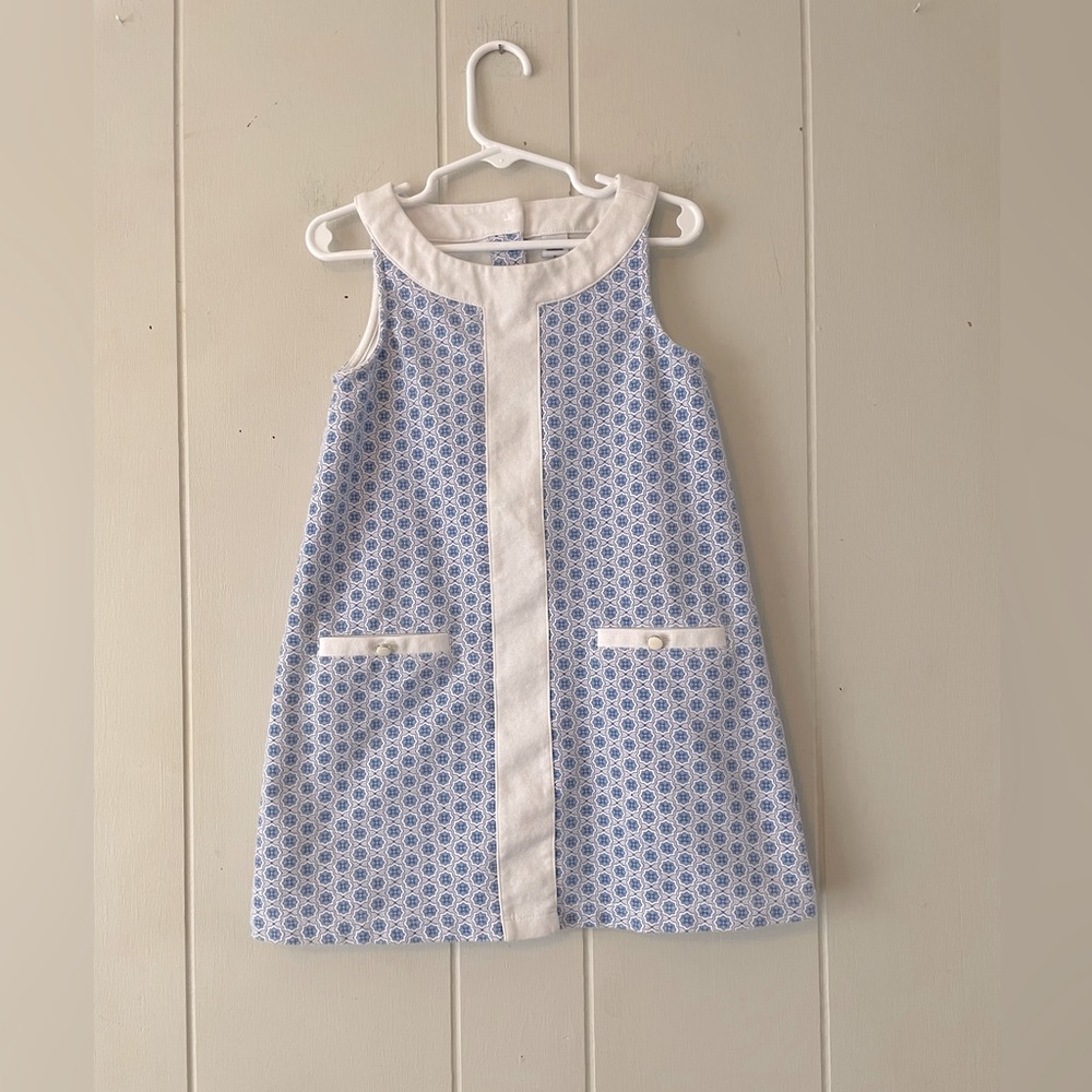Janie and Jack Indigo Tile Print Summer Boardwalk Dress Size 5